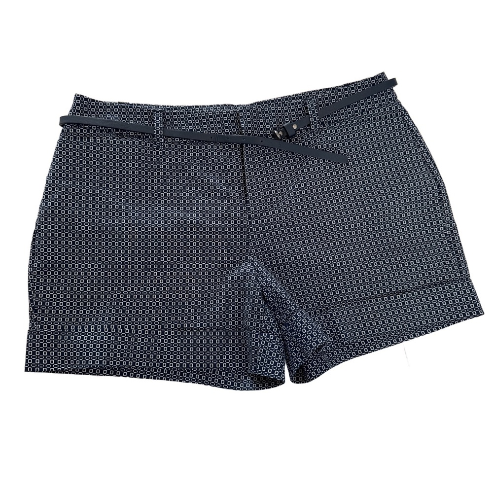 Catherine Malandrino Geometric Print Shorts Size 12 Navy White‎ Preppy Coastal